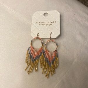 Altar’d State Earrings with the colors yellow, blue, pink, and gold